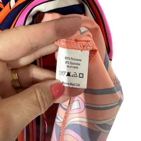JB by Julie Brown Orange Pink Navy Retro Livie Pattern Shift Dress Sleeveless - Picture 9 of 10